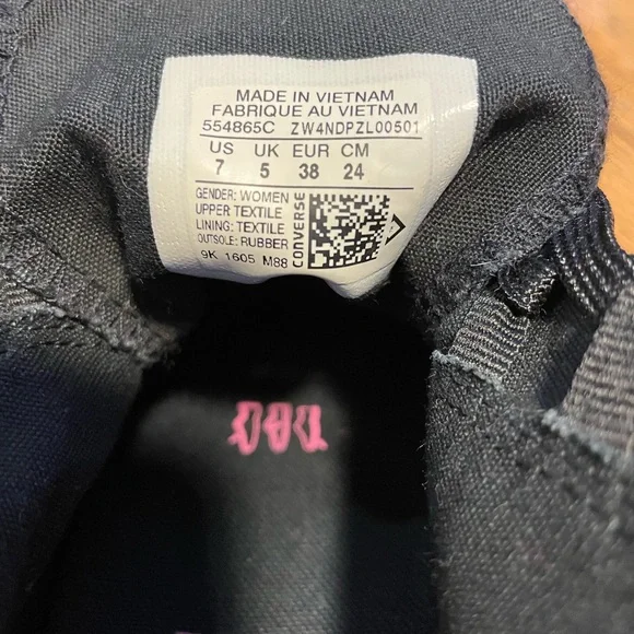 Converse PatBO All*Star Black Floral Embroidered Wedge Sneaker Size 7 - Picture 5 of 9